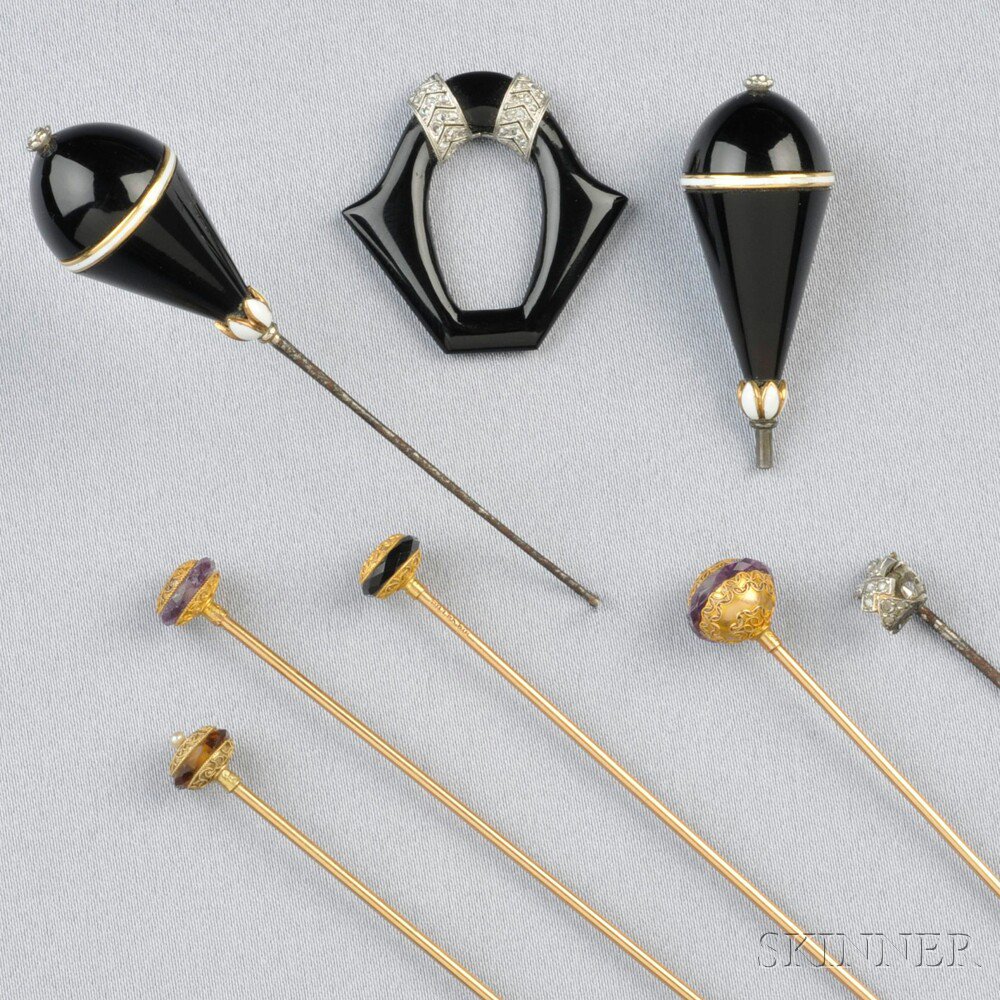 Appraisal: Group of Hat Pins one with black and white enamel