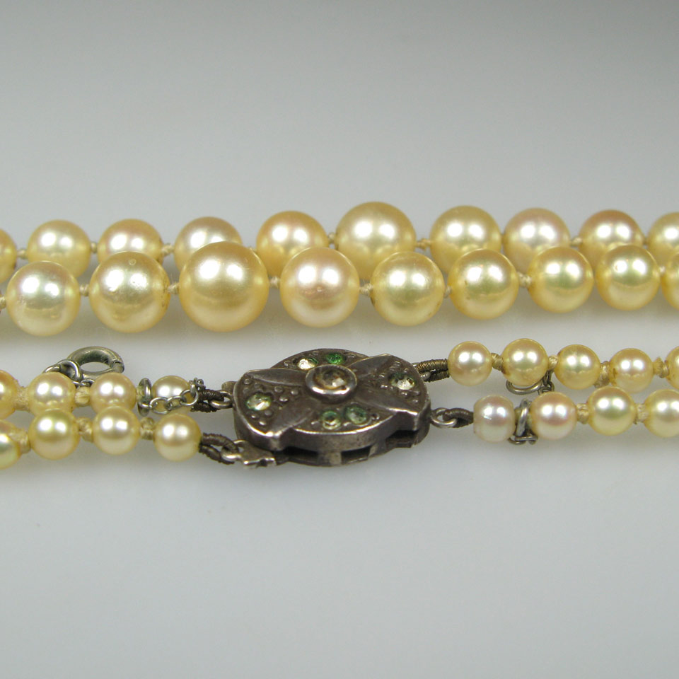 Appraisal: Double Strand Graduated Cultured Pearl Necklace mm to mm with