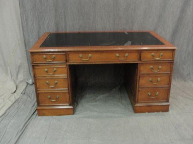 Appraisal: Georgian Style Leathertop Kneehole Desk Leather as is From a