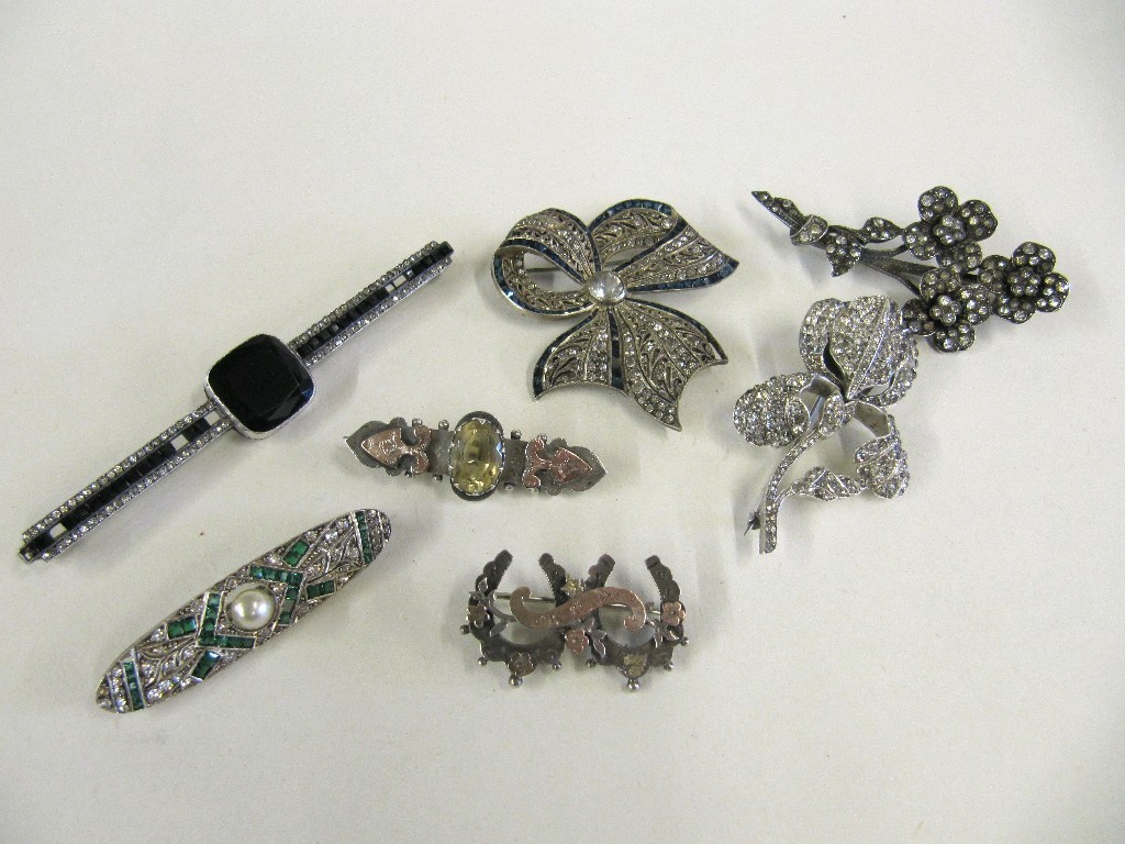 Appraisal: Lot comprising two Victorian silver bar brooches and five silver