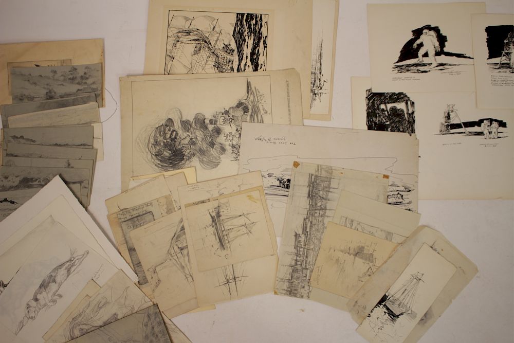 Appraisal: Lawrence N Wilbur Amer - Drawings Large group mostly graphite