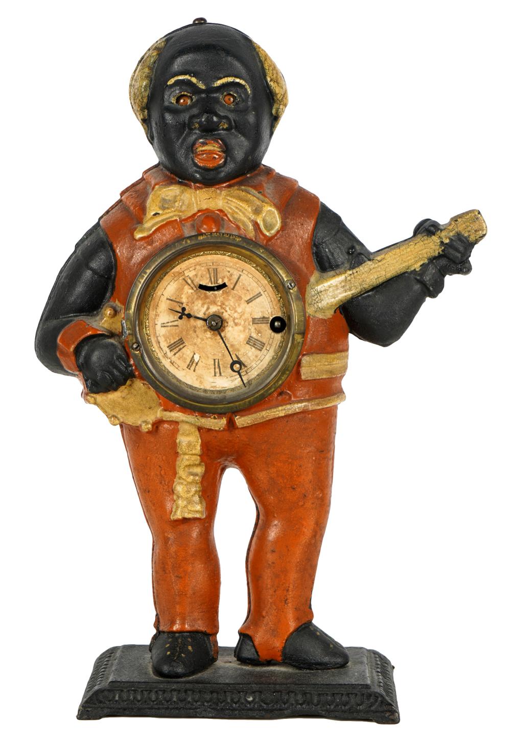 Appraisal: BRADLEY HUBBARD BLINKING-EYE FIGURAL CLOCKpainted cast iron depicting a black