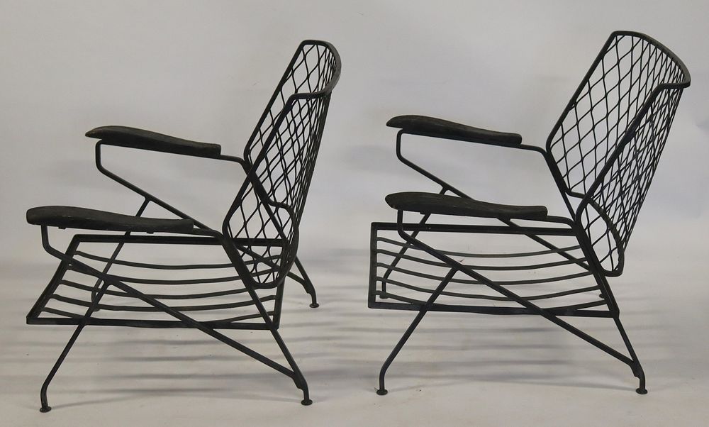 Appraisal: Midcentury Pair Of Iron Arm Chairs From a Scarsdale estate