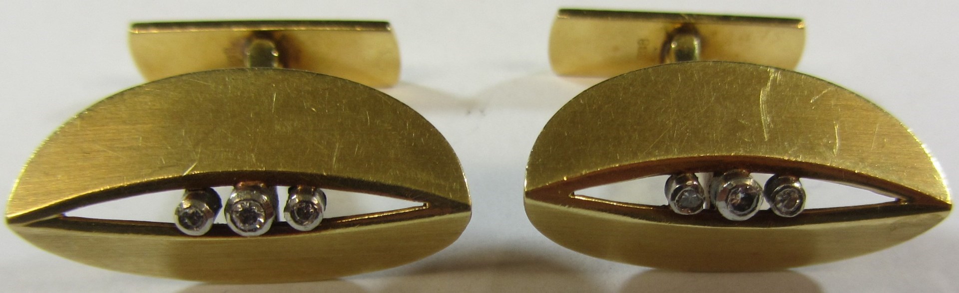 Appraisal: A pair of ct gold and diamond set dress cufflinks