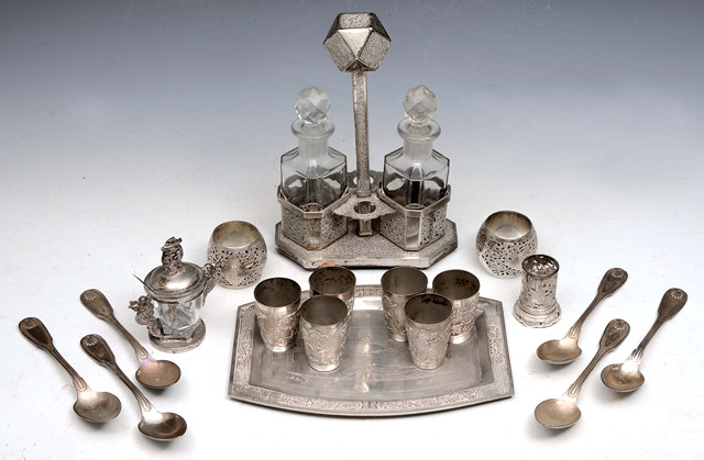 Appraisal: A COLLECTION OF VARIOUS CHINESE SILVERWARES including a condiment set