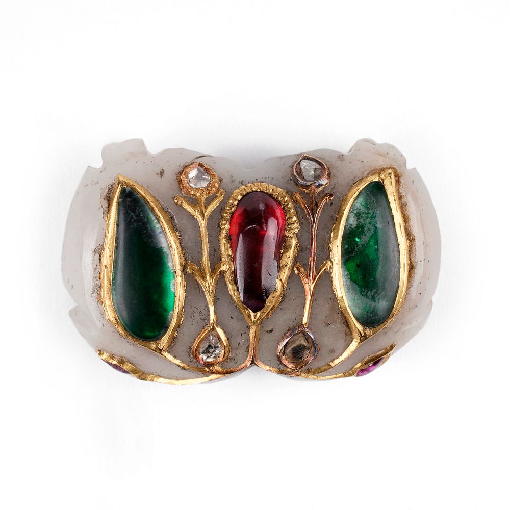 Appraisal: th c Mughal Jade Pendant w Diamond Emerald Ruby th