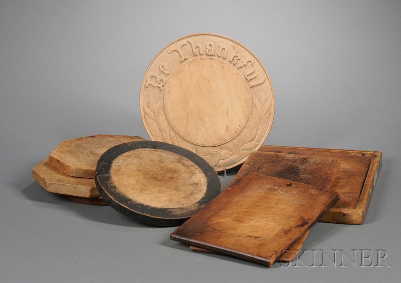 Appraisal: Eight Wooden Cutting Boards America th century three oblong three