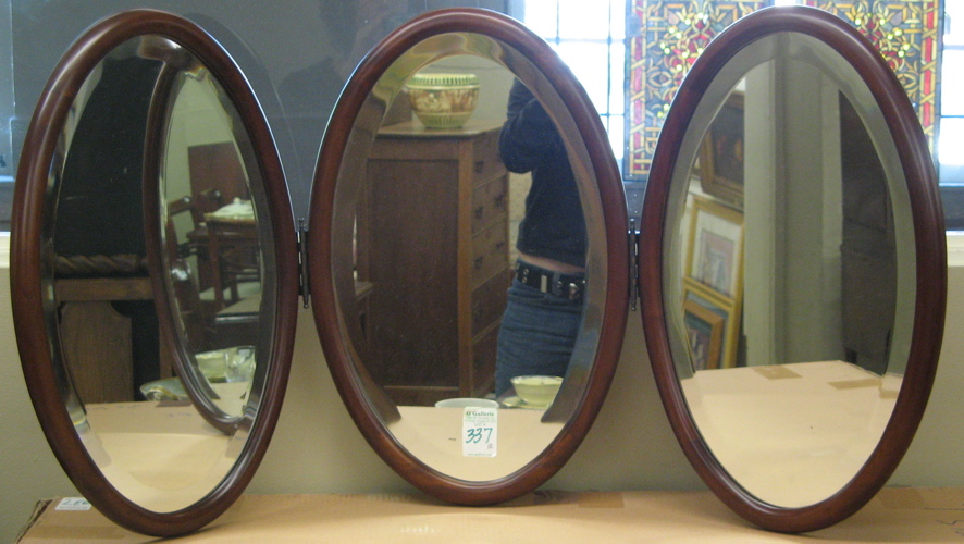 Appraisal: A PAIR OF TRI-FOLD DRESSING TABLE MIRRORS each comprising three