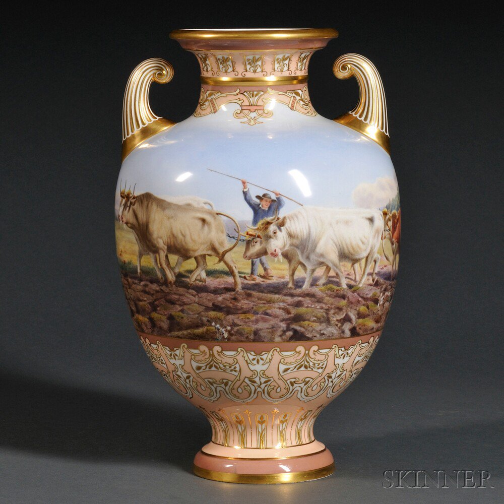 Appraisal: Brown-Westhead Moore Co Hand-painted Vase England early th century gilded