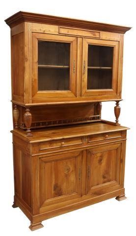 Appraisal: French Louis Philippe period fruitwood buffet a deux corps mid