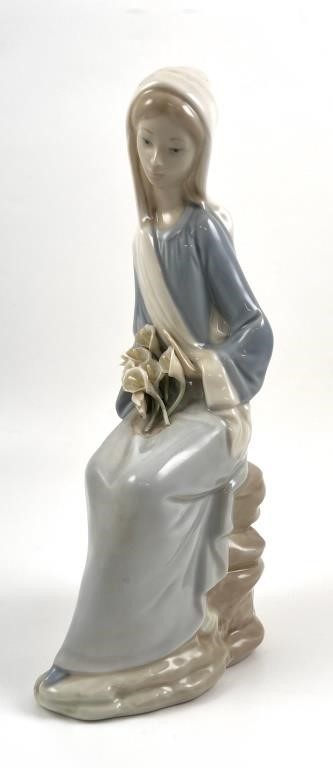 Appraisal: Retired Lladro gloss porcelain figurine of a sitting girl holding