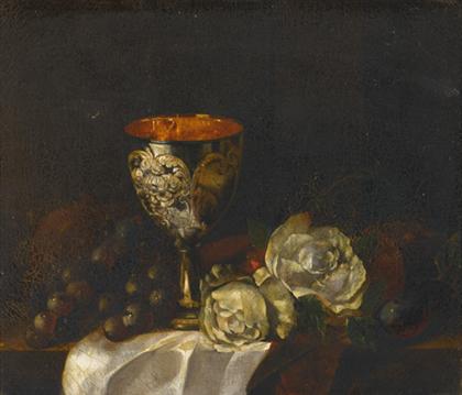 Appraisal: EDWARD LADELL british - STILL LIFE WITH ROSES GRAPES AND