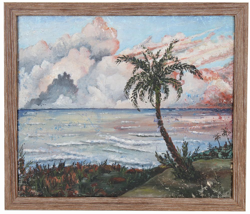 Appraisal: Early Florida Highwaymen Coastal Painting Signed Early Florida Highwaymen Coastal