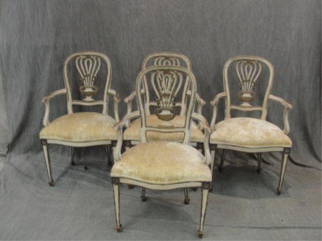 Appraisal: Paint Decorated Balloon Back Arm Chairs Nice and decorative From