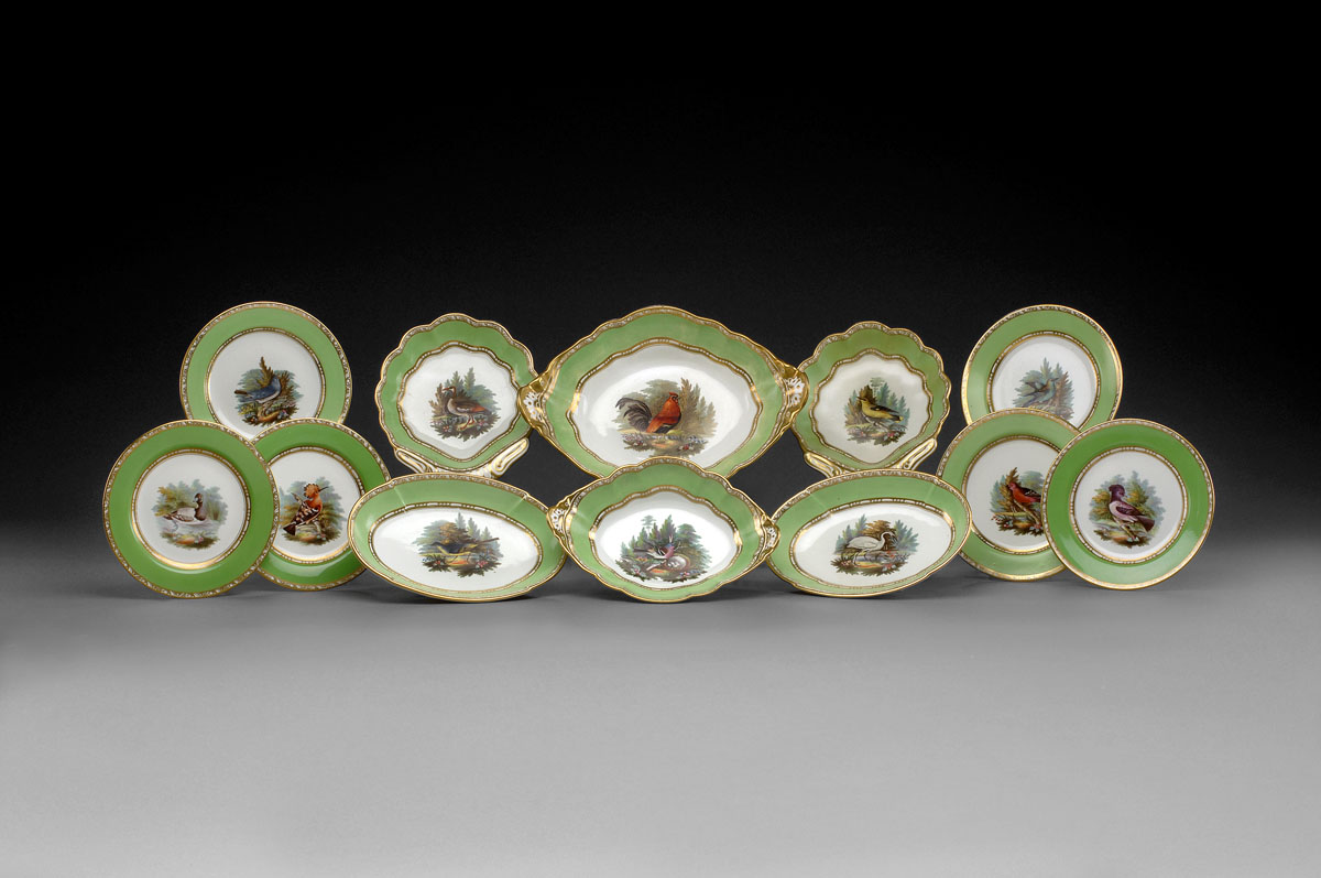 Appraisal: SPODE PORCELAIN ORNITHOLOGICAL PART DESSERT SERVICE CIRCA - Comprising a