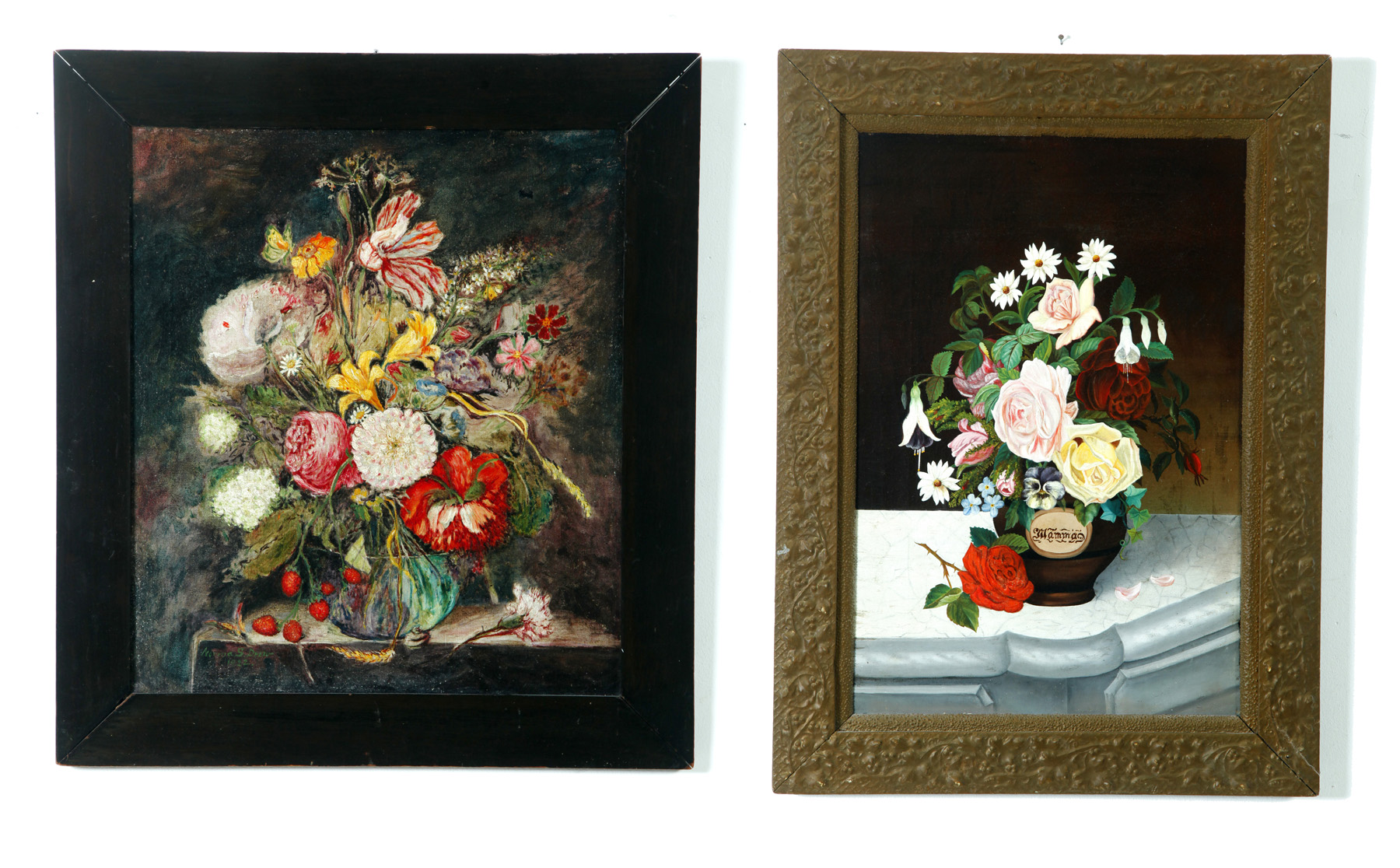 Appraisal: TWO STILL LIFES AMERICAN SCHOOL LATE TH-EARLY TH CENTURY Oil