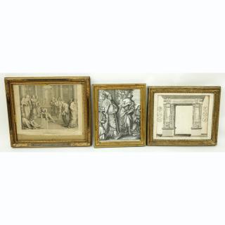 Appraisal: Grouping of Three Antique or Vintage Artworks Includes after Francesco