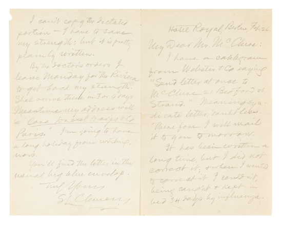 Appraisal: TWAIN MARK Autograph Letter Signed SL Clemens to Mr Samuel