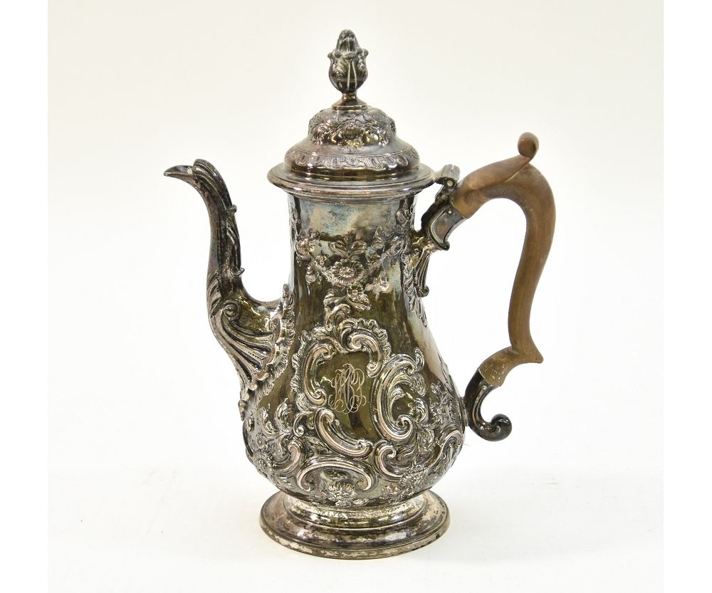 Appraisal: English Silver Repousse Coffee Pot English silver repousse coffee pot