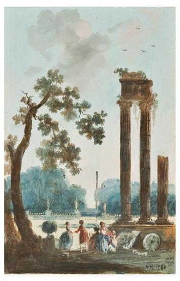 Appraisal: Attributed to Antoine-Pierre Mongin - Elegant figures in a park