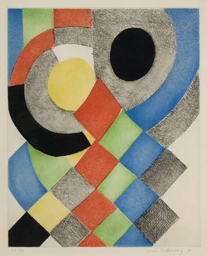 Appraisal: SONIA DELAUNAY Patchwork Color etching x mm x inches full