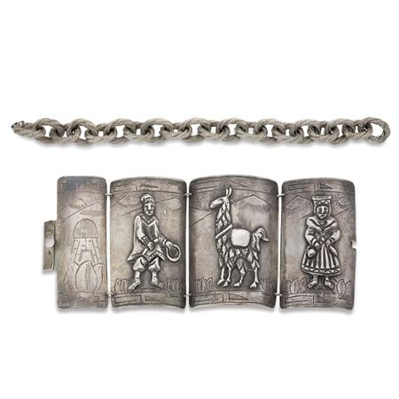 Appraisal: Two Silver Bracelets Estimate nbsp nbsp nbsp - nbsp