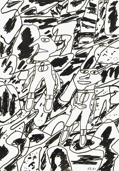 Appraisal: n a Jean Dubuffet French - Paysage avec deux personnages