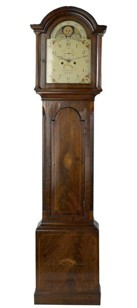 Appraisal: ENGLISH GRANDFATHER CLOCK In mahogany case with painted dial early