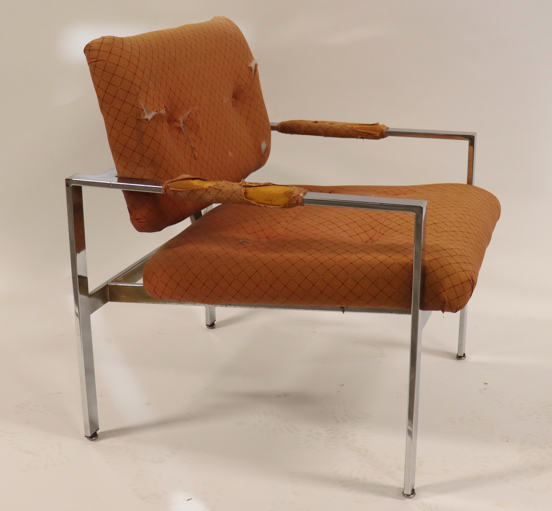 Appraisal: Midcentury Milo Baughman Chrome Lounge Chair From a Mount Vernon