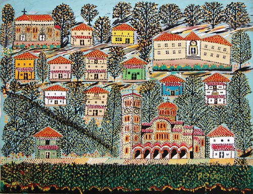 Appraisal: Artist Contis Peter A Greek-American - Title Greek Coastal Village