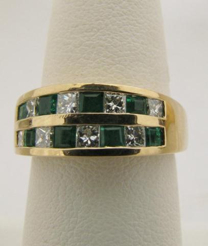 Appraisal: LeVian k yellow gold emerald diamond band invisible set stones