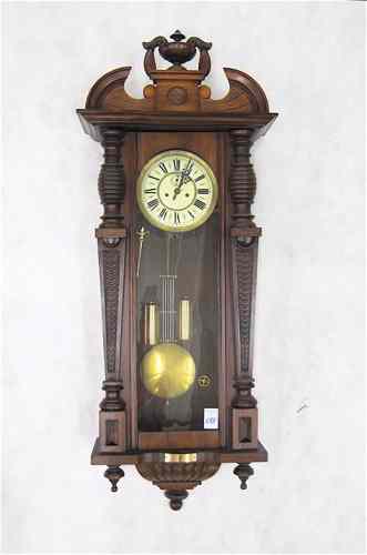 Appraisal: TWO-WEIGHT REGULATOR WALL CLOCK Gustav Becker Clock Co Freiberg Silesia