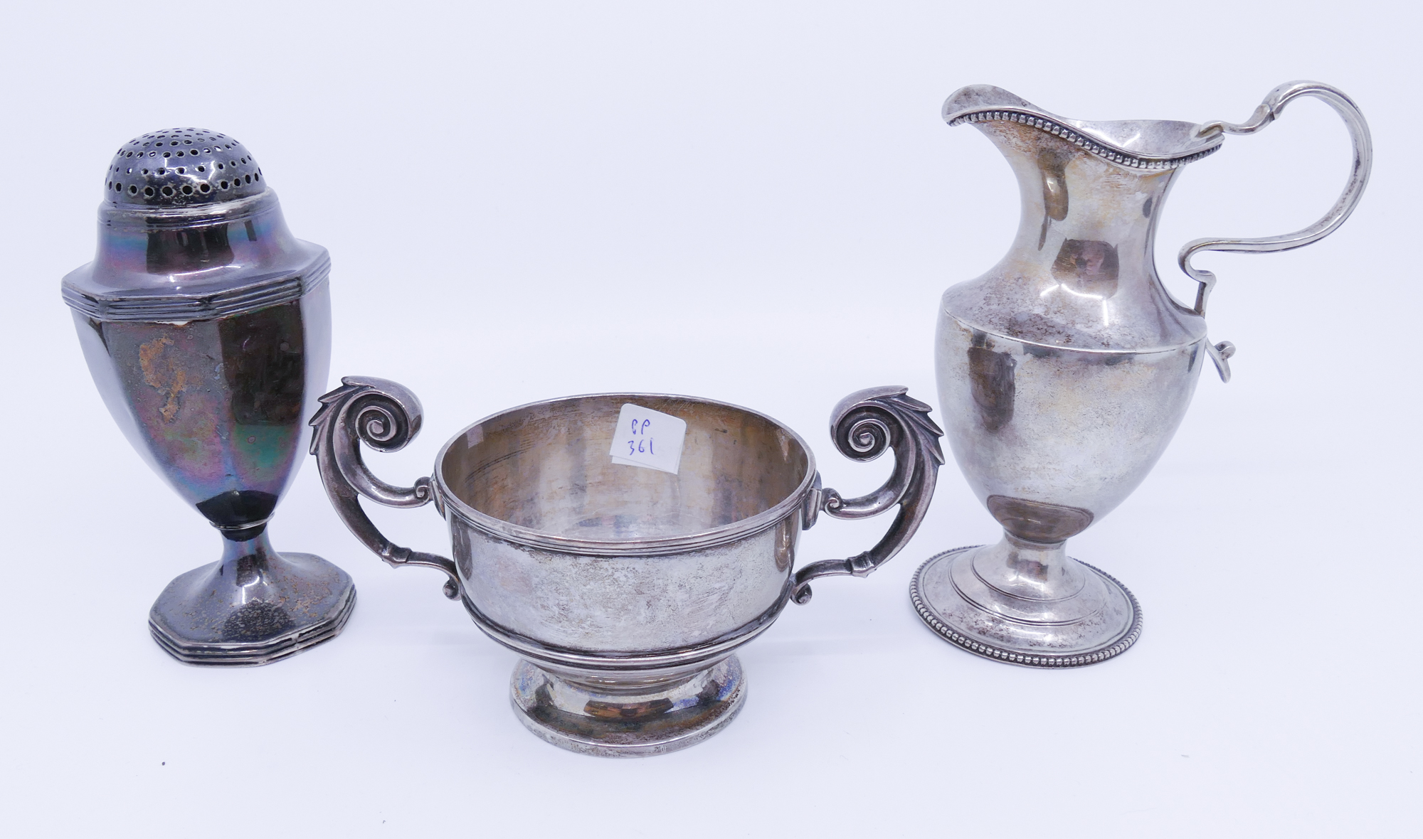 Appraisal: Box English Sterling Creamer Sugar Muffineer- g TW