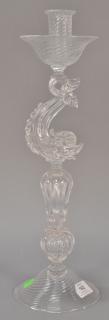 Appraisal: Venetian crystal dolphin candlestick clear with hand blown body ht