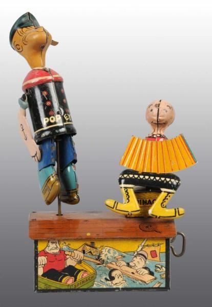 Appraisal: Tin Marx Popeye Olive Oyl Wind-Up Roof Dancers Description Working