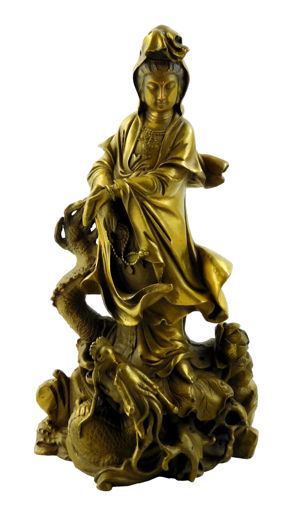 Appraisal: ASIAN BRONZE FIGURE OF GUANYIN CHINESE TH C - MODERN