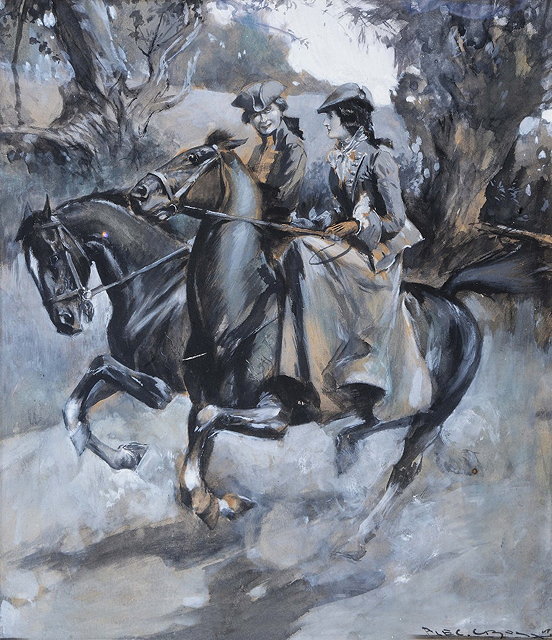 Appraisal: ALEC CRYON A courting couple on horseback indistinctly signed and