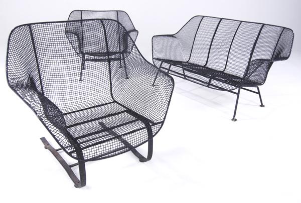 Appraisal: RUSSELL WOODARD Three-piece suite two lounge chairs and a settee