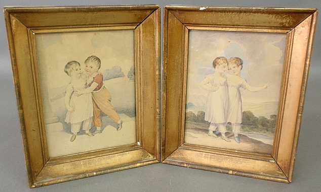 Appraisal: - Pair of English watercolor paintings of children Site- x