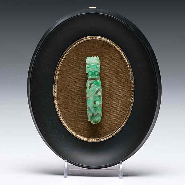 Appraisal: Chinese Jade Garment Hook Chinese An apple green and white