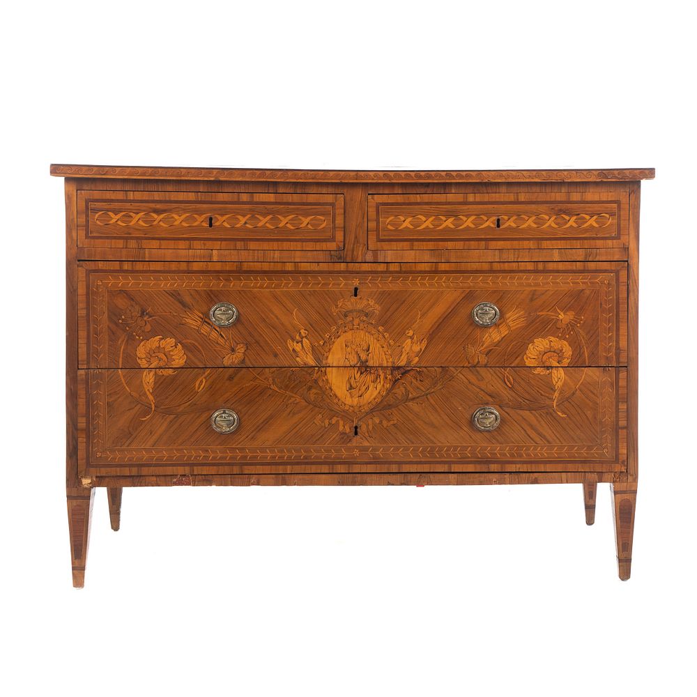 Appraisal: Louis XVI Style Inlaid Italian Commode th century with elaborate