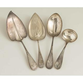 Appraisal: Four Sterling Silver Serving Pieces Occidental Pattern Four sterling silver