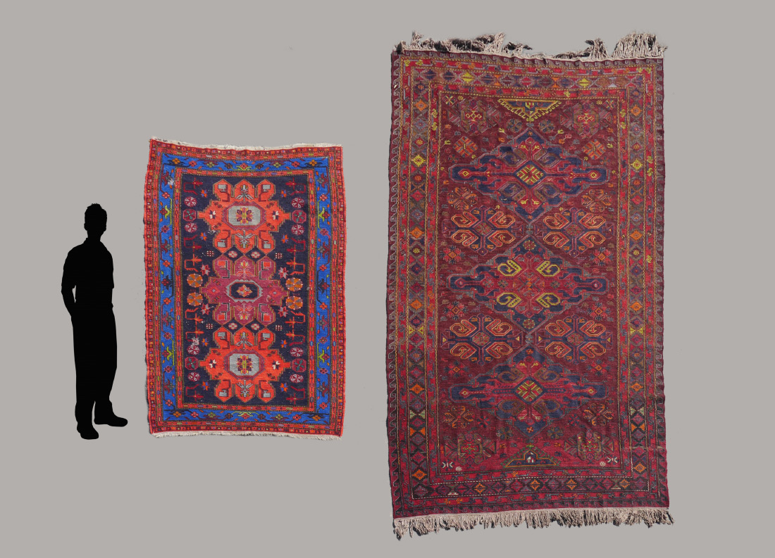 Appraisal: TWO APPROX - YR OLD RUSSIAN CAUCASIAN SOUMAC RUGS Handmade