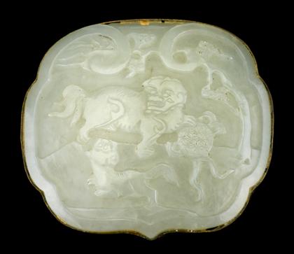 Appraisal: Three Chinese celadon carvings th century and later