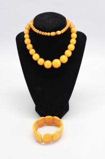 Appraisal: Amber Colored bracelet and Necklace Amber Colored bracelet and Necklace