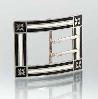 Appraisal: A Sterling Silver and Enamel Buckle Brooch Sterling silver buckle