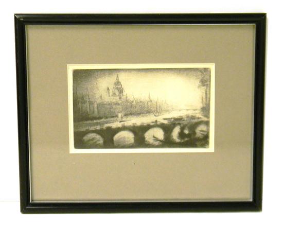 Appraisal: Joseph Pennell American - Waterloo Bridge c etching depicting London