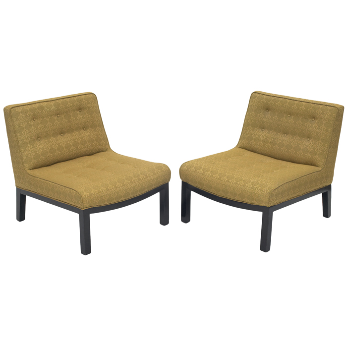 Appraisal: Edward Wormley Slipper chairs pair by Dunbar dark mahogany frames