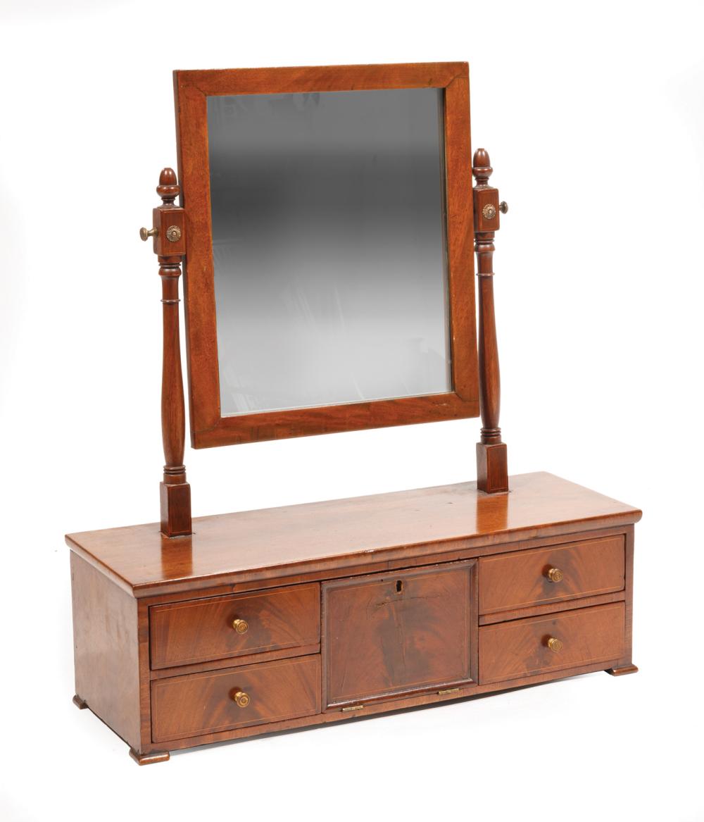 Appraisal: George III Inlaid Mahogany Gentleman's Dressing Mirror early th c