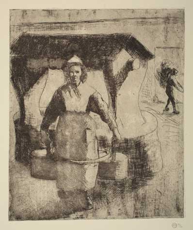 Appraisal: CAMILLE PISSARRO Paysanne au puits Etching on cream laid paper